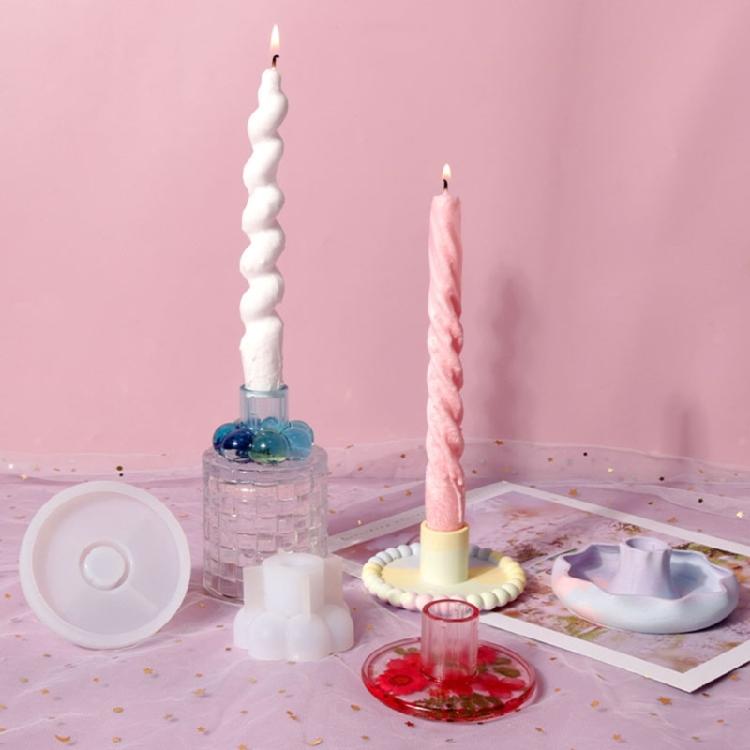 Round Candlestick Mold Color Concentrate Holder Mold Gypsum Candle Holder Mold