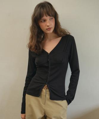 Aueonoseuteljia Undertone Bustier Cardigan_Black(O25-Tp21)