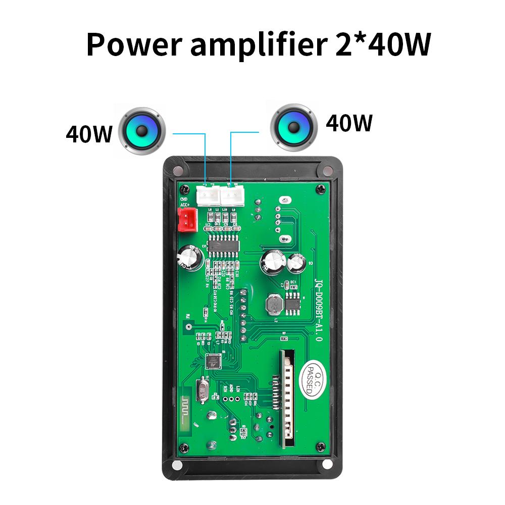 2x40W Amplifier MP3 Decoder Board Volume Control Bluetooth Car Player USB Recording Module LINE IN FM AUX Radio Hands-free