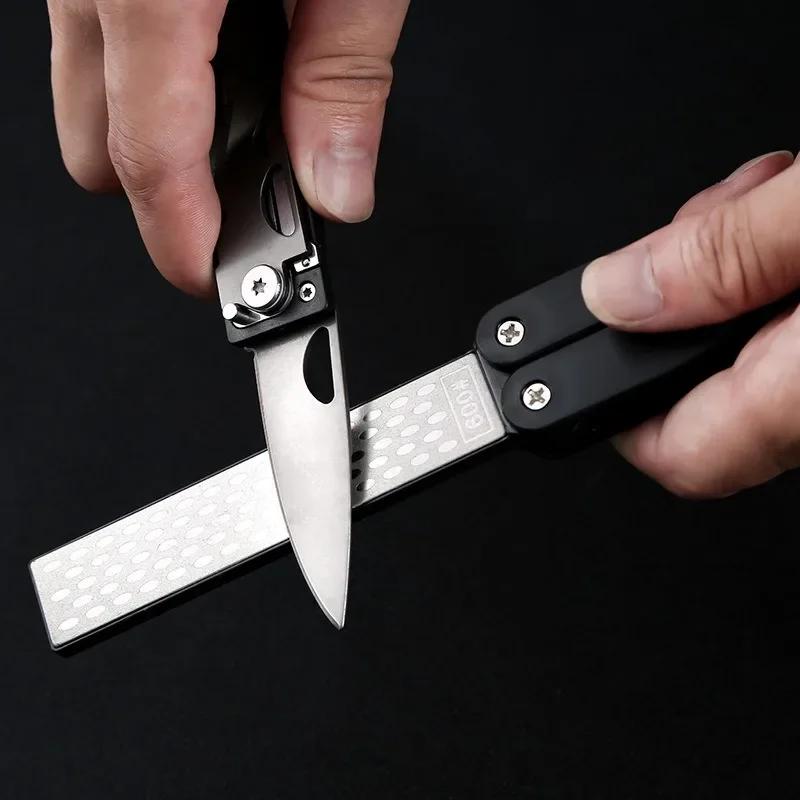 Portable Knife Sharpener Folding Diamond Double-Sided Fan Shape Garden Tool Sharpener For Garden Outdoor Camping Kitchen