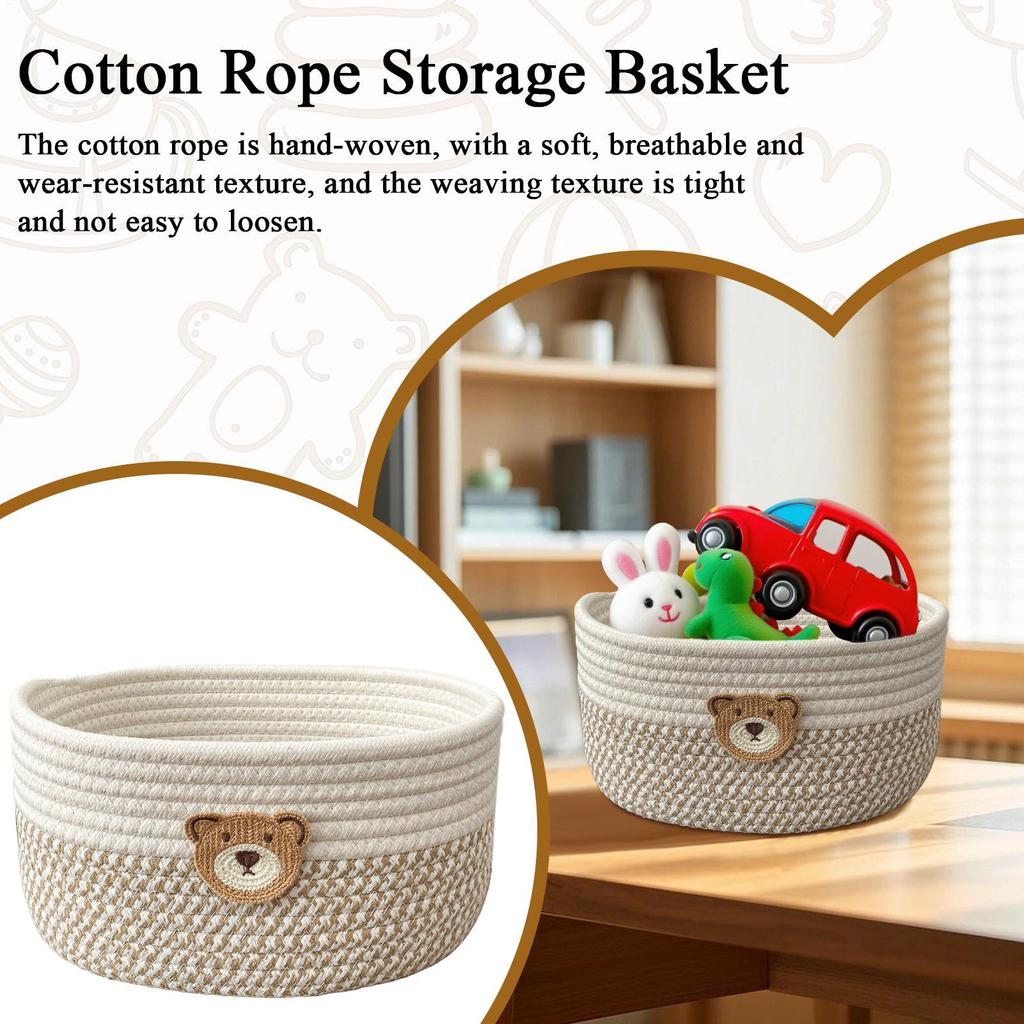 Cotton Rope Storage Basket Woven Organizer Bin 25x18cm Household Cosmetic Hairpin Deposit Container Book Toy Classification Case