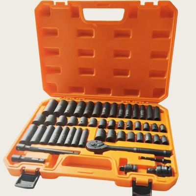 50-teiliges Schlagschrauber-Steckschlüssel-Set mit 3/8" Universaladapter, Ratsche und Verlängerungsstange
