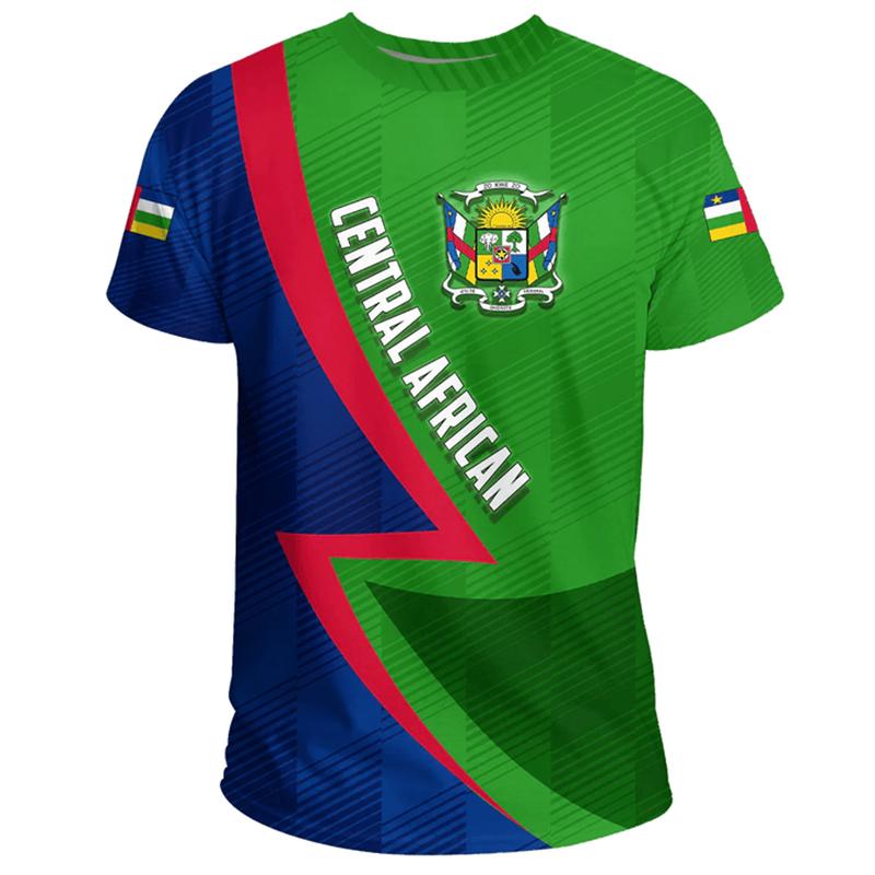 Harajuku The Central African Republic-of Falg Map 3D Printed T Shirt Central African Emblem Graphic T-shirts Men Fashion Clothes