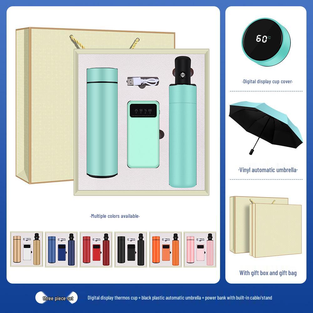 High-End Dragon Boat Festival Gift Set: Insulated Cup, Neck Massager, and Umbrella