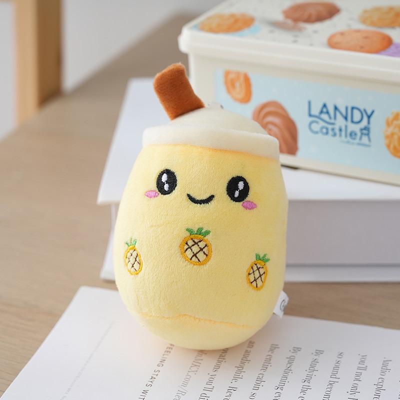 Fruit Pearl Milk Tea Plush Keychain - Cute Doll Bag Ornament Gift