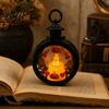 Spooky Halloween Silhouette Decor Retro Pumpkin Lantern LED Electronic Candle Light Vintage Portable Handheld Lamp Decorative for Bar Haunted House