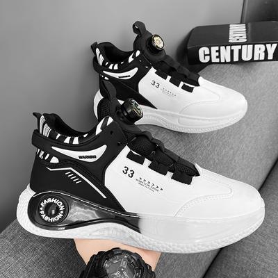 Mens Sneakers with Rotating Buckle Comfy Non Slip Lace Up Durable Shoes for Mens Outdoor Activities