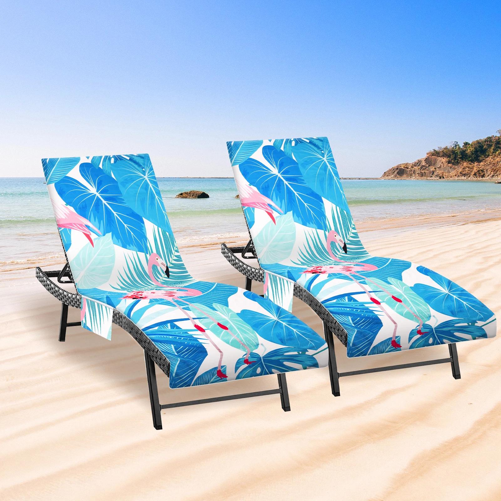 

2Pcs Lounge Chair Towel Cover Microfiber Beach Chair Covers with Pockets Soft Absorbent Chaise Lounge Cover for Pool Sunbathing 2Pcs