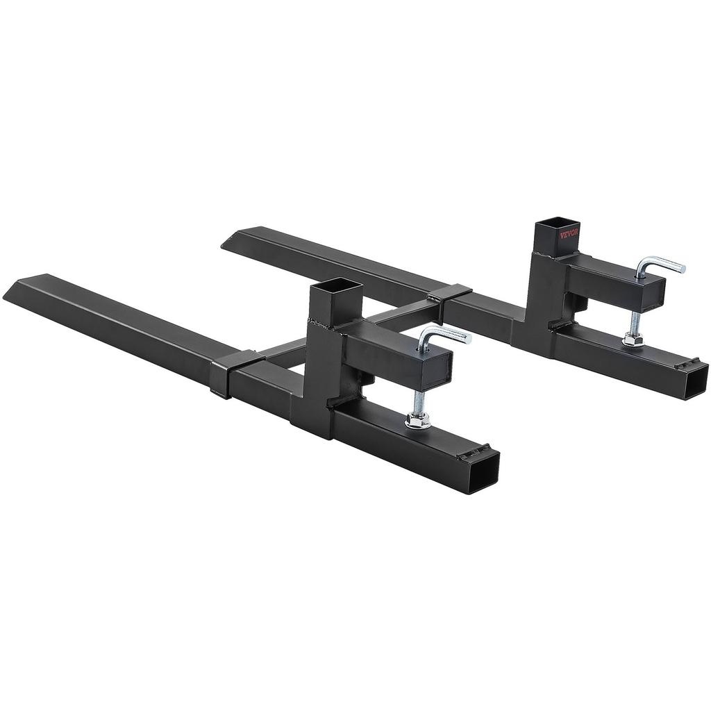 Pallet Forks, 2000 Lbs Clamp On Pallet Forks, 43" Total Length Tractor Bucket Forks with Adjustable Stabilizer Bar, Heavy Duty Pallet Forks for