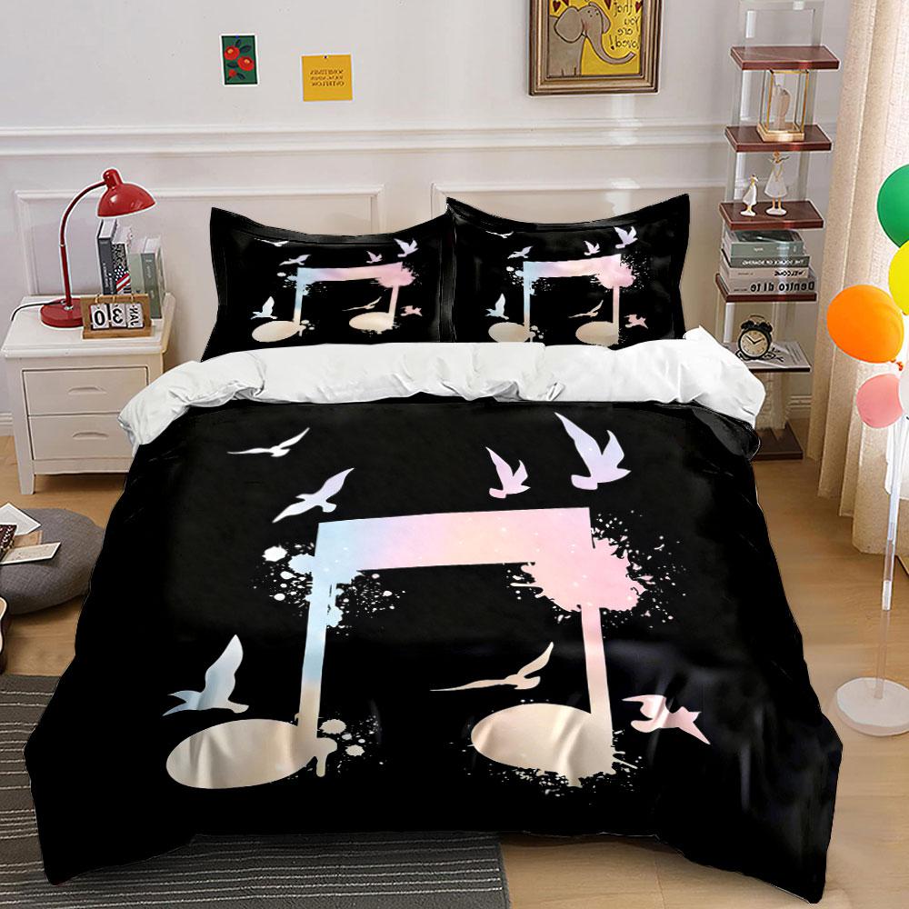 Music Note Art Decor Set Soft Comfortable Duvet Cover Bedding Set Included 1*Duvet Cover & 2*Pillowcases, Gift