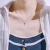 Korea Silver Plated Lady Women Party Simple Clavicle Chain Jewelry Necklace Cross Pendant