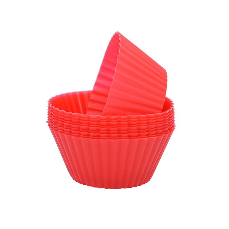 12pcs Silicone Cake Mold Round Muffin Cupcake Baking Molds Reusable DIY Cake Decorating Tools Wedding Birthday Party Decorations