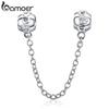 Bamoer Genuine 925 Sterling Silver Simple Safety Chain Charm for Original Bracelet Stopper with Silicone Jewelry