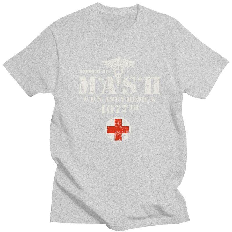 Custom Vintage Mash Tv Show Tshirts for Men Short Sleeves Casual T Shirt Cool Tshirts Loose Fit 100 Cotton Tees Gift