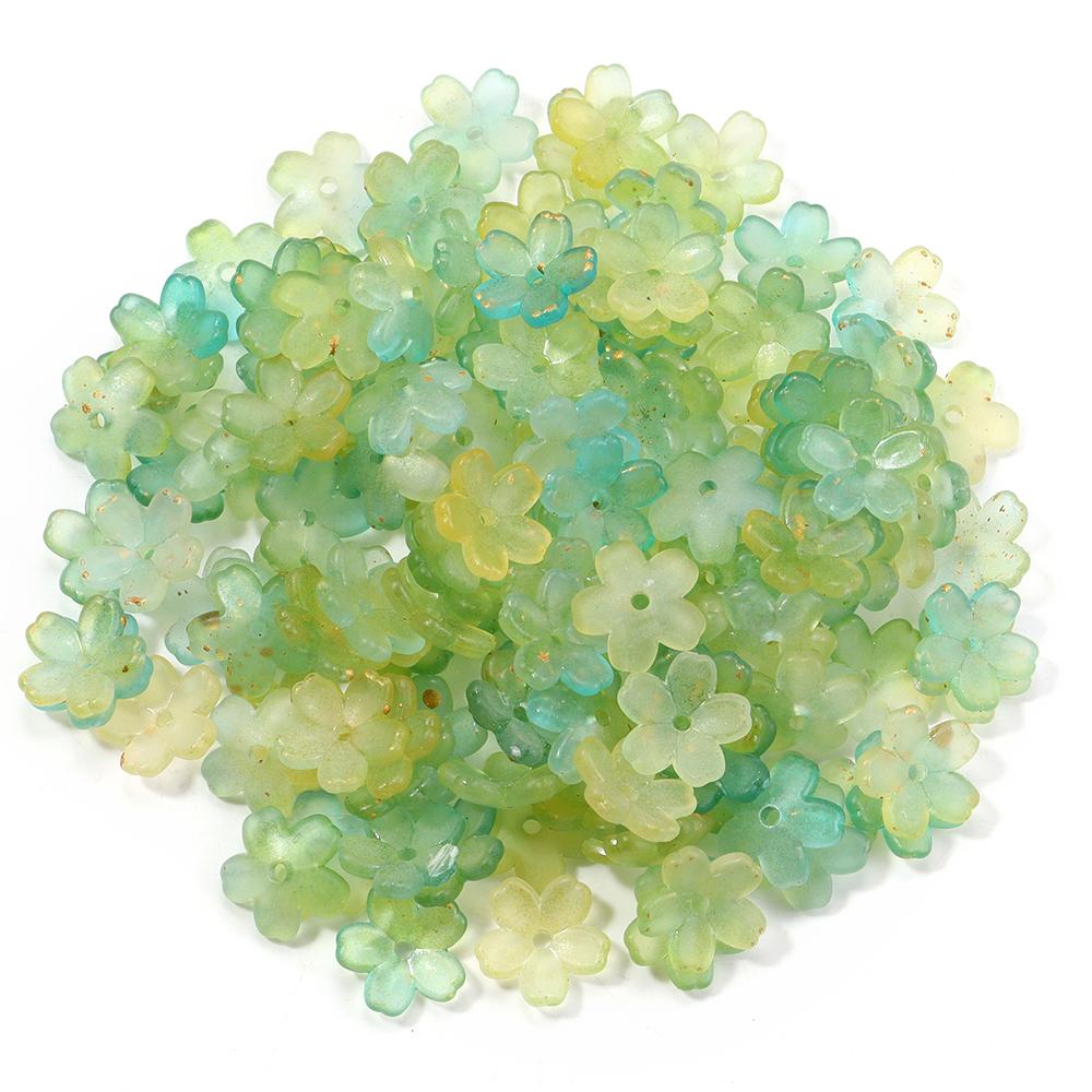 200pcs 11mm Acrylic Flowers Beads Colorful Five Petals Flower Loose Beads For Jewelry Making DIY Necklace Earrings Accessories