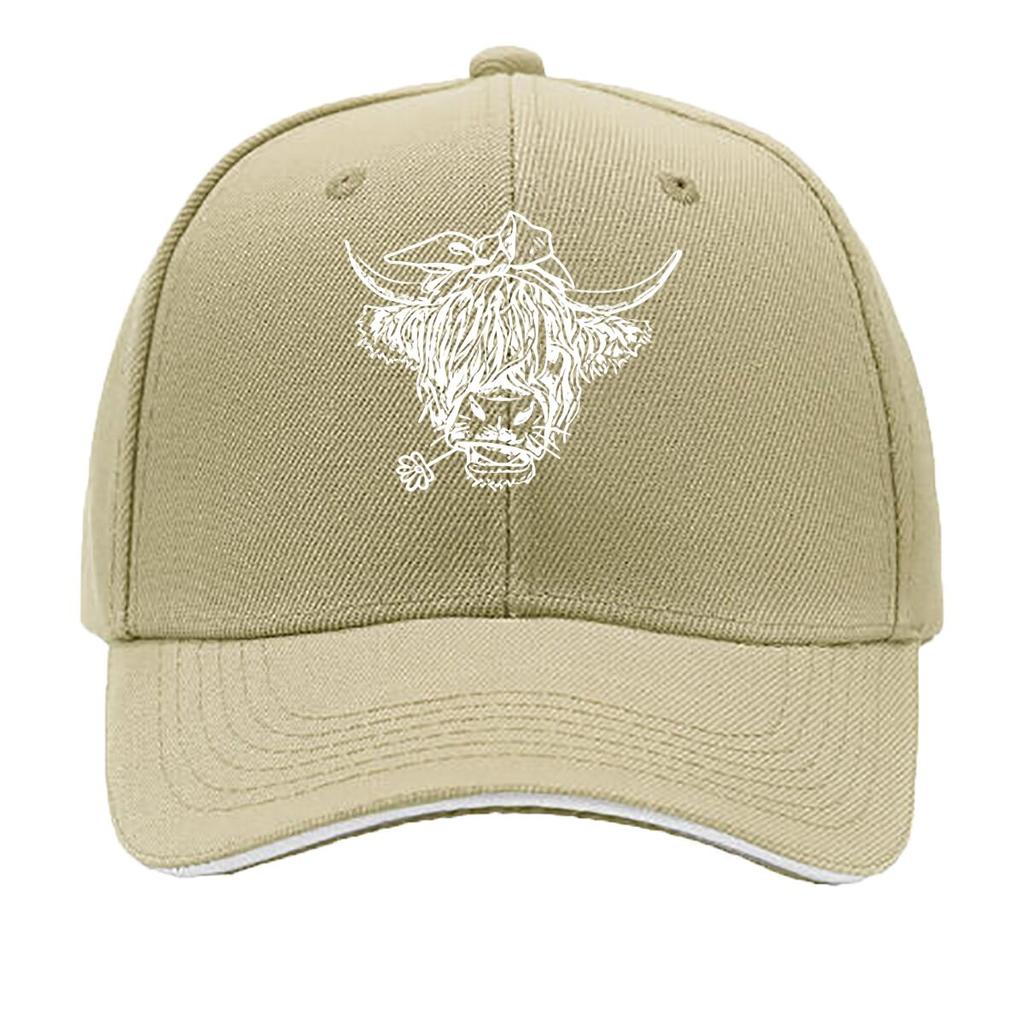 UnisexS Black Baseball Cap with Bull Head Print Stylish Versatile and Trendy Outdoor Hat for Casua Sandwich Baseball Cap
