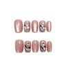 Nude Pink Ultra-Sparkling Cat Eye Glitter Short Press-On Nails for Daily Use