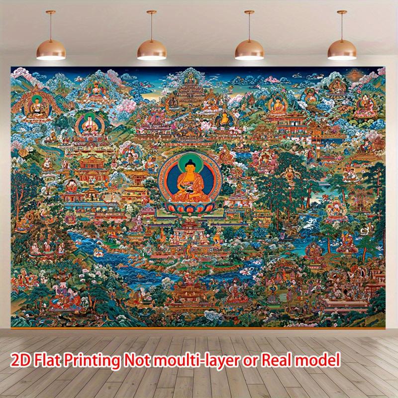 VIKAMA Intricate Thangka Tapestry Which Has Added A Sacred Cultural Vibe Ideal For Home Office Guesthouse And Meditation Space