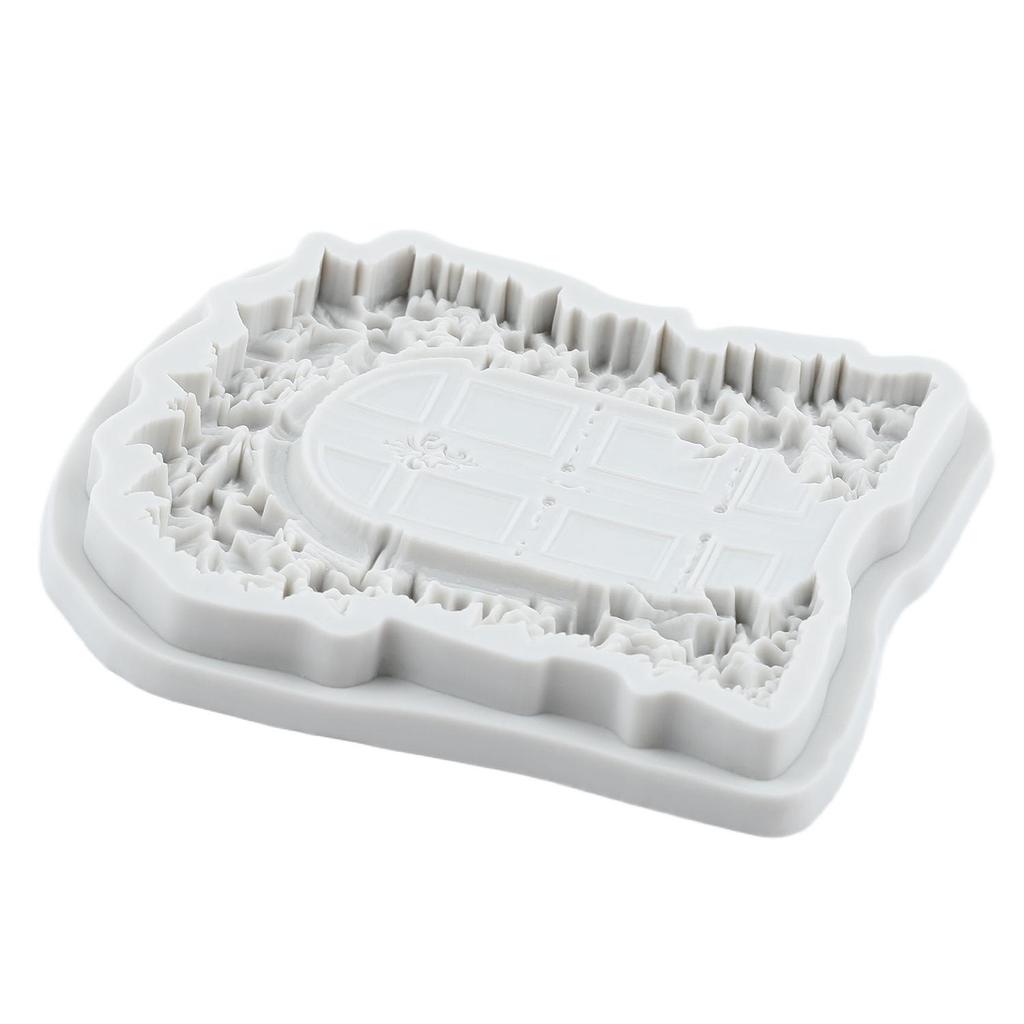 Fairy Garden House Silicone Mold Wooden Door Forest Gate Fondant Molds Cake Decorating Tools Theme Cake Dessert Decorated Chocolate Candy Mold