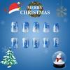 24Pcs Christmas Blue Glitter Short Square Press On Nails With Snowflake French Design Fake Nails For Women Holiday Manicure
