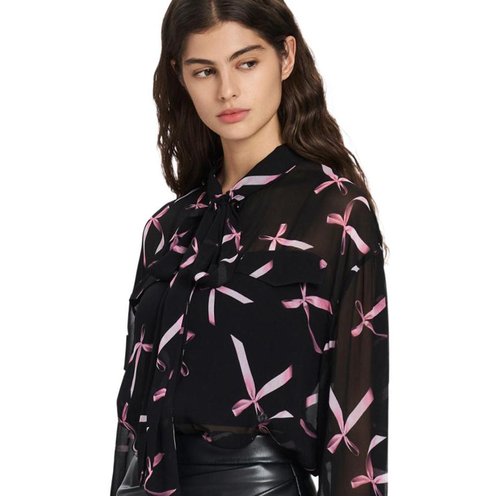 PINKO Lightweight Long Sleeve Shirt With Bow Print Women tops Pink PEAF261226011