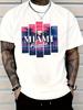 Herren 100% Baumwolle 180g T-Shirt mit Palmen & Sonnenuntergang Druck Miami Florida