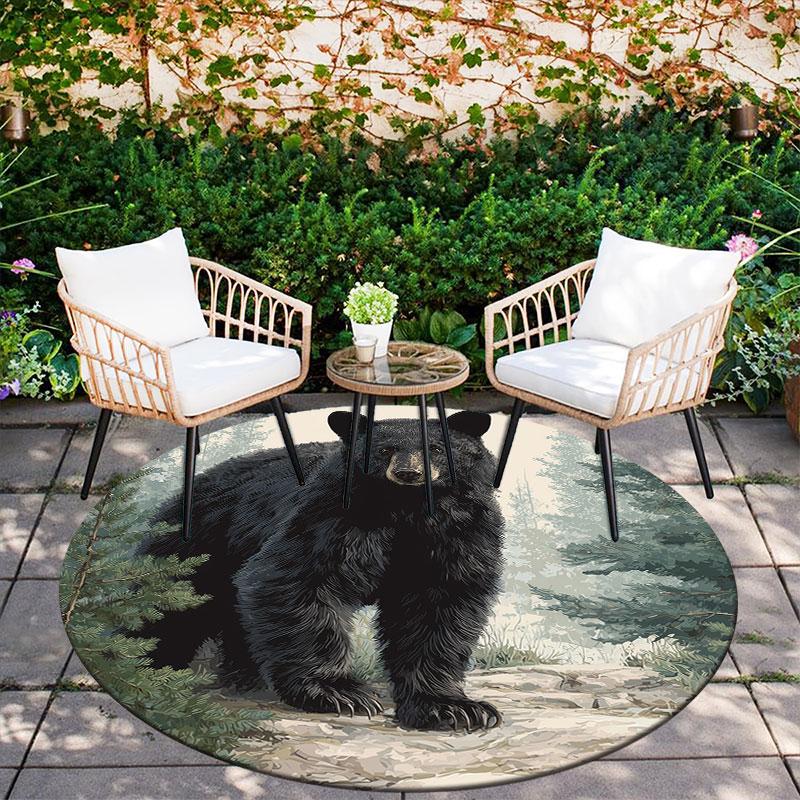 Bear Pattern Round rug,Carpet Rug for Living Room Bedroom Playroom ,Non-slip Floor Mat,Holiday Gifts and Birthday Gifts.