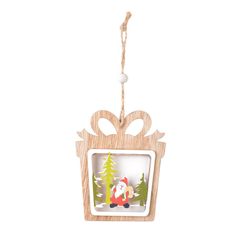 Decor Santa Claus DIY Craft Christmas Tree Pendant Xmas Ornament Snowman Snowflake Elk Wood Hanging