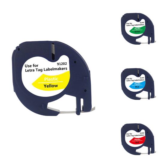 Plastic Label Tape 12mmx4m Compatible for DYMO Letra Tag 100H 100T 2000 Printer