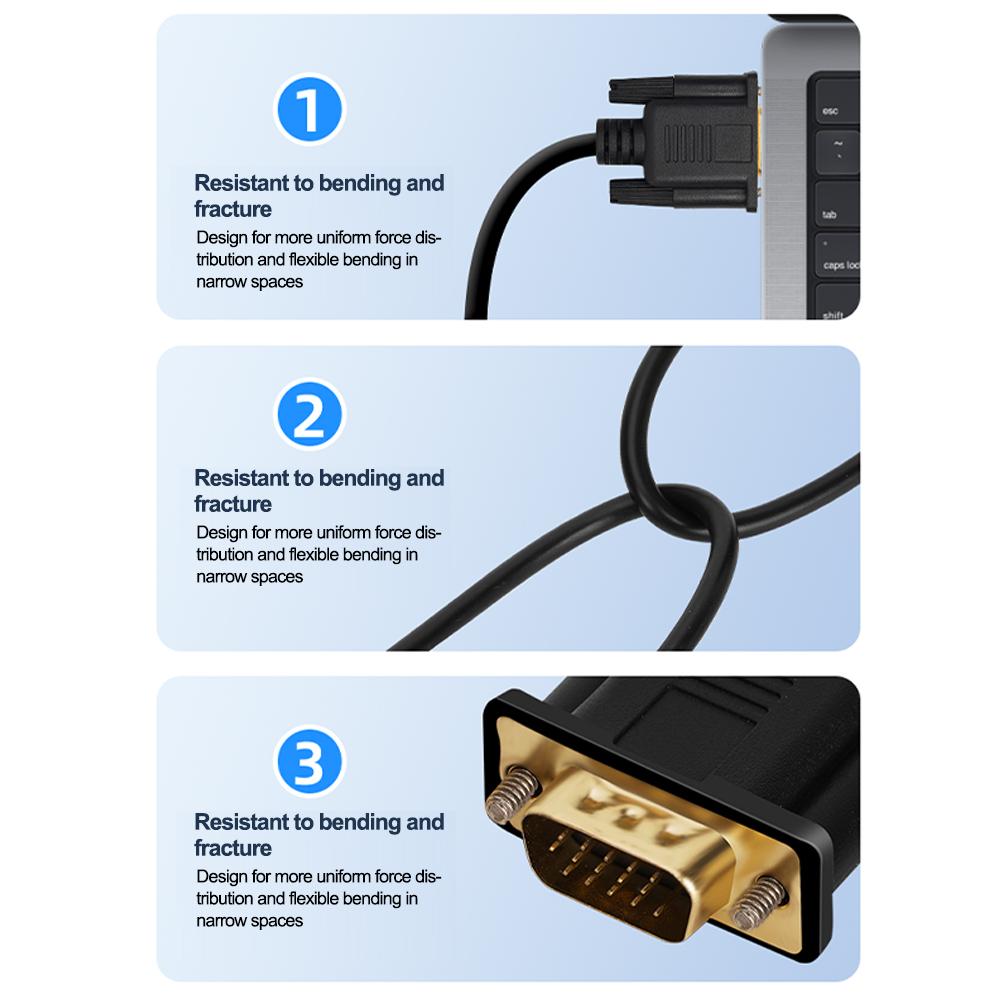 USB C 3.1 To VGA Adapter 1080P Type-C Male To VGA Male Video Converter Cable For HDTV Projector Laptop Monitor