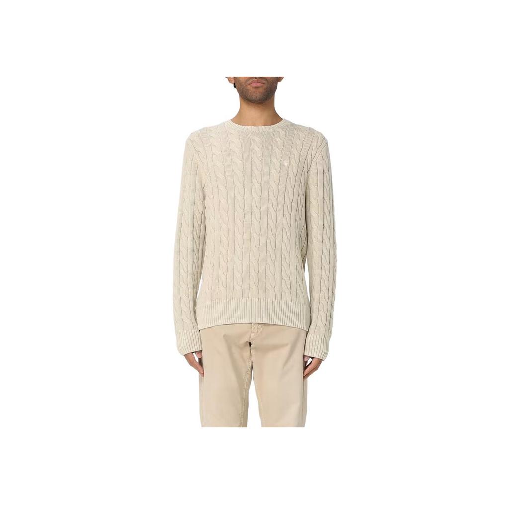 Polo Ralph Lauren Solid Color Crew Neck Knit Sweater Men sweater Beige 710965867-001