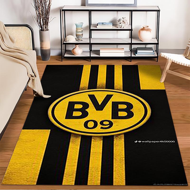 "BVB 09 Schwarz-Gelbes Logo Design Teppich Rutschfester Teppich geeignet für Wohnzimmer- und Schlafzimmer-Sofas"
