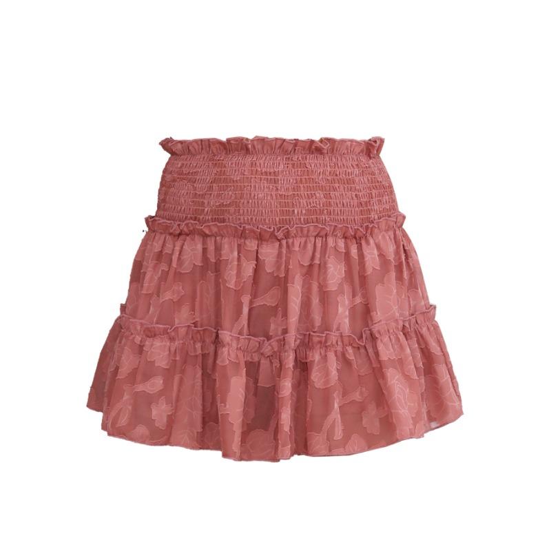 

Женская жаккардовая юбка с завышенной талией и кружевом в стиле пэчворк из деревянных ушек, облегающая XL арбуз красный