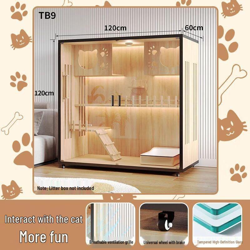 JINGRUIXIANG Wooden Indoor Cat House & Cage