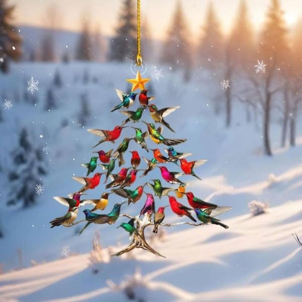 1/5Pcs 2D Hummingbird Christmas Ornament Acrylic Christmas Tree Ornaments  Home Decor