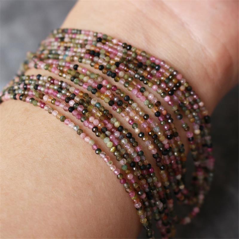 2mm Natural Stone Amethyst Tiger Eye Lapis Lazuli Beads Inlaid with Bright Pearl Jewelry Making DIY Necklace Bracelet Jewelry