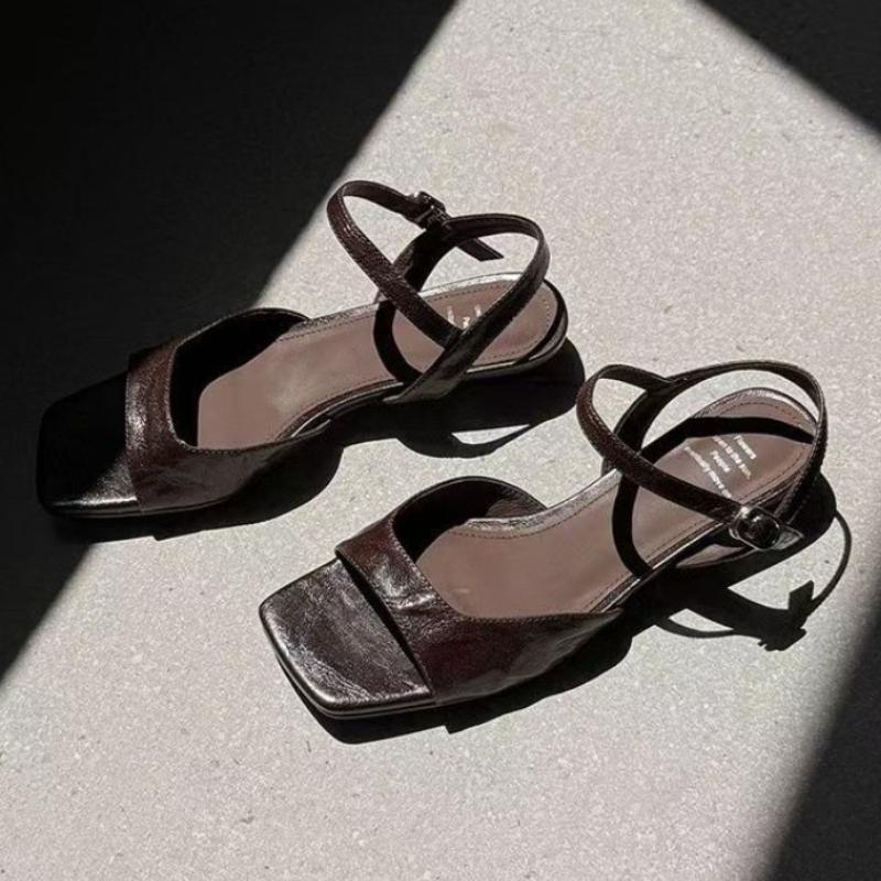 Fashion Mid Heels Women's Sandals Summer Buckle Heeled Shoes Designer Classic Slippers 2025 New Elegant Pumps Fad Dress Sandalias Mujer