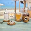 6PCS Round Insulated Cup Pad 2 in 1 Party Cup Mat Set Wood Coaster with Bottle Opener  Dining Table
