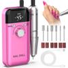 Electric Nail Drill Professional: 45000 RPM Portable Rechargeable Nail Drills Machine with 6 Bits, Drill para Uñas E File for Ac