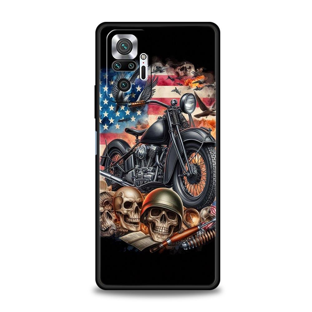Colors Vintage Motorcycle Painted Phone Case Cover for Redmi 14C 10C Note 15 14 13 12 10 11 K40 Pro Plus 5G Soft TPU Shell Bags