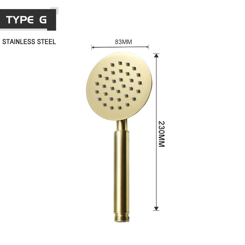 Brushed Gold Hand Held Shower Head Bathroom Gold Finished Brass or Stainless Steel Rain Shower Spray Bath Handheld Shower Heads Type G SUS304