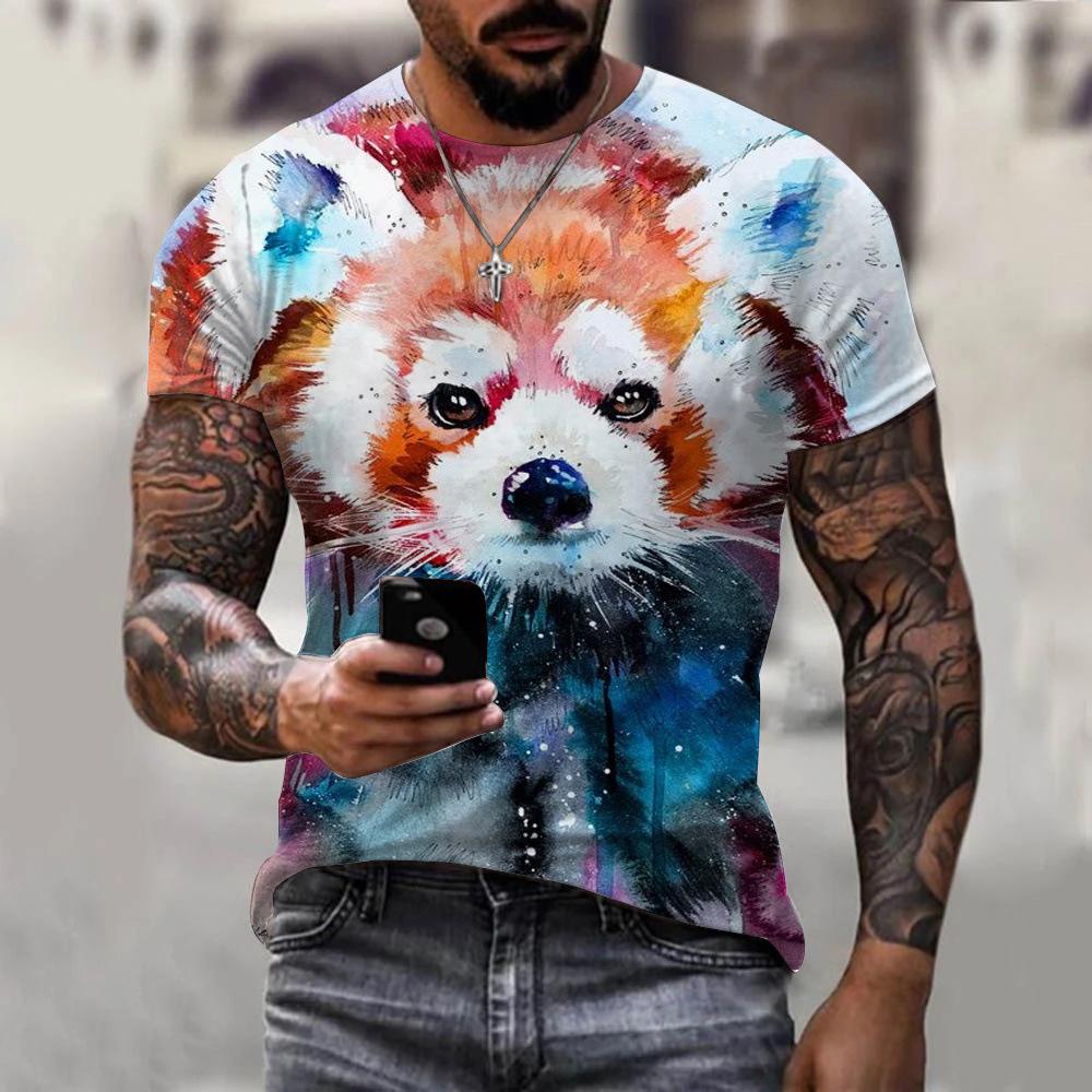 T-shirt Men's 3D Printed Bird Animal Ink Painting Pattern Summer Men And Women Fashion Casual Oversized Crew Neck T-shirt Top