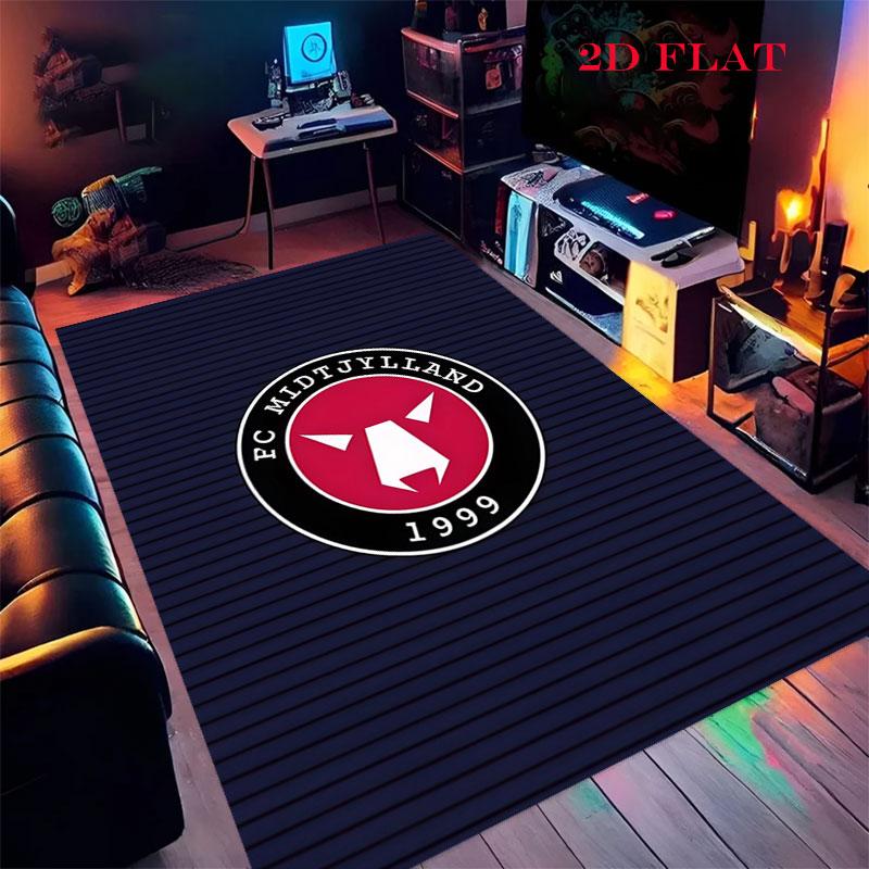 FC Midtjylland Logo Carpet Rug for Living Room Bedroom Home Sofa Decoration,Kids Play Nonslip Floor Mat