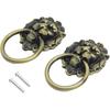 4 Pcs Vintage Lion Head Knobs Pulls Handles Antique Drawer Pull Ring Single Hole Decorative Hardware with Screws for Furniture Cabinet Cupboard Hand