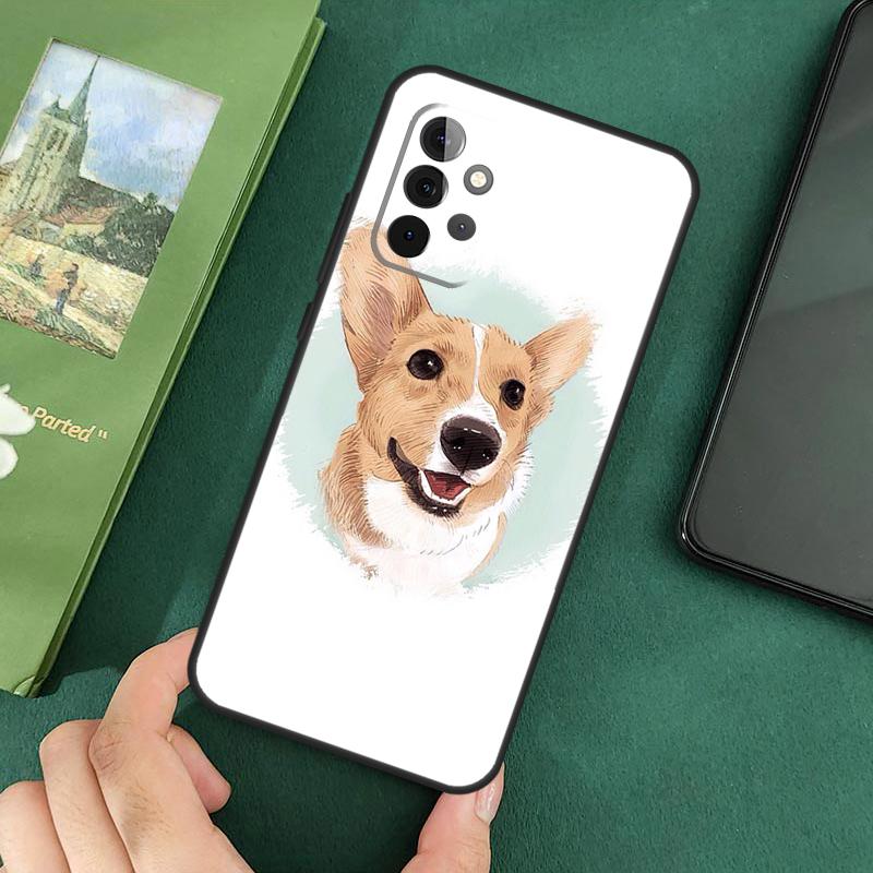Cartoon Corgi Dog Phone Case For Samsung Galaxy A06 A05 A16 A55 A35 A15 A53 A33 A13 A22 A32 A52 A14 A34 A54