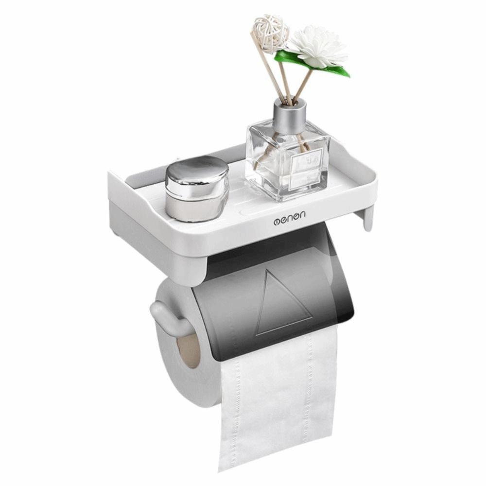Wall Mounted Toilet Paper Holder Plastic Toilet Roll Holder Tissue Dispenser Shelf  Multifunctional