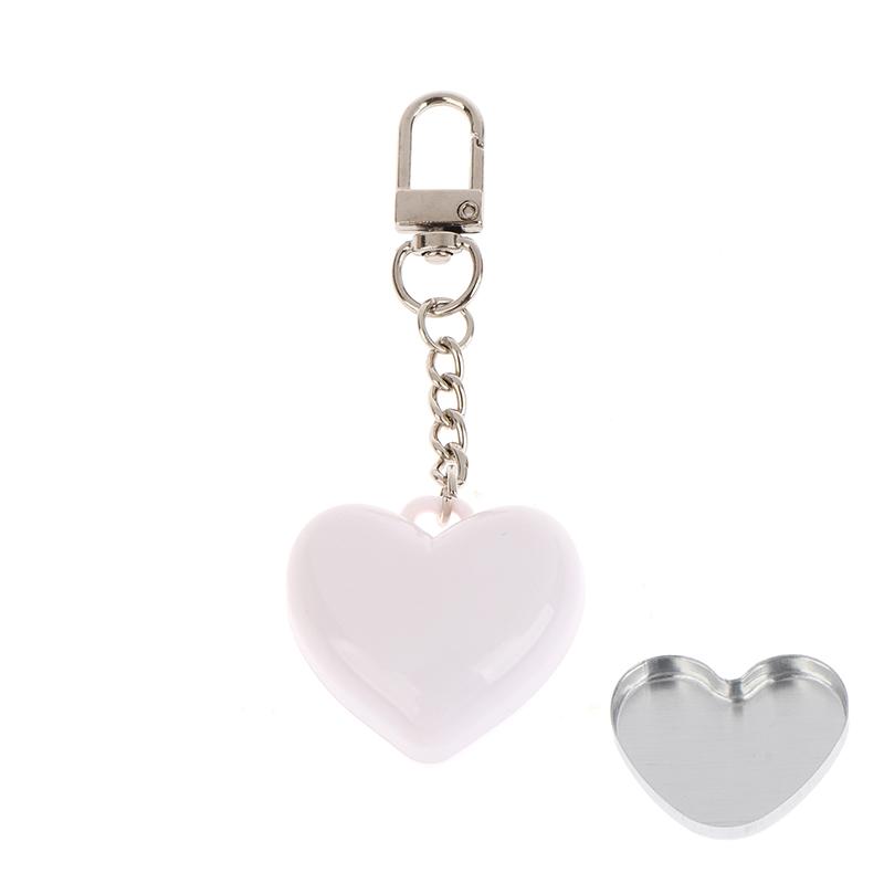 1Pcs Heart Shape Mini Empty Blush Powder Box Eye Shadow Container With Mirror And Aluminum Pan Key Chain Lipstick Case Packaging
