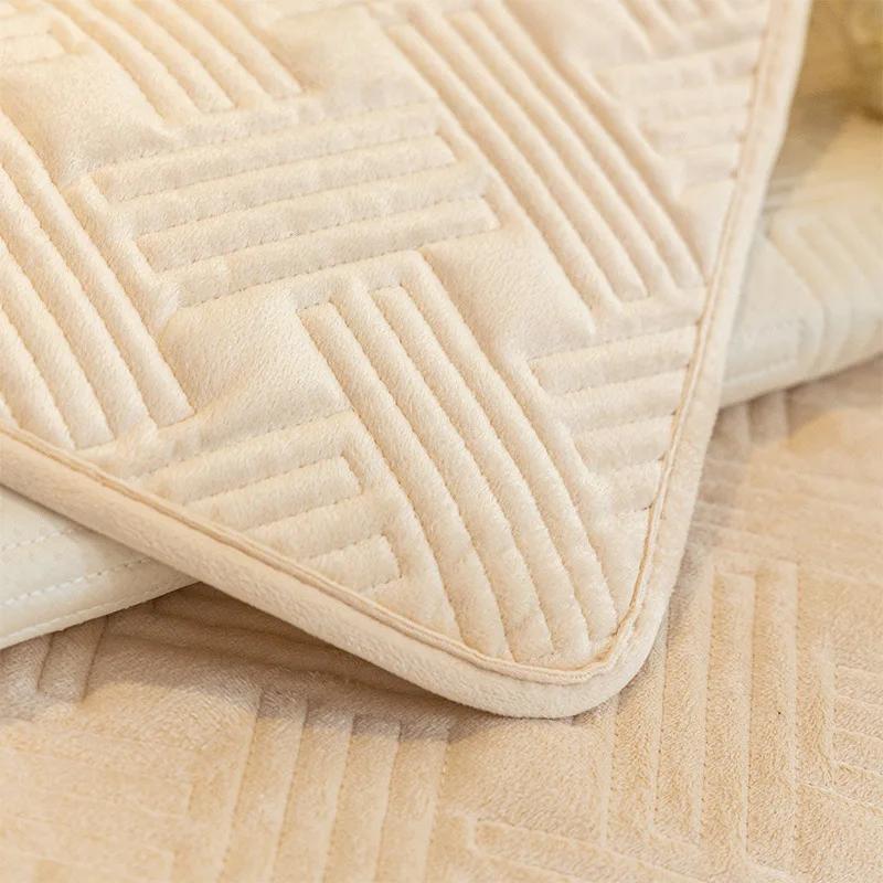Simple Solid Color Style Sofa Towel Thick Plush Non-Slip Couch Slipcover Anti Pet Scratch Sofa Protector for Living Room Home