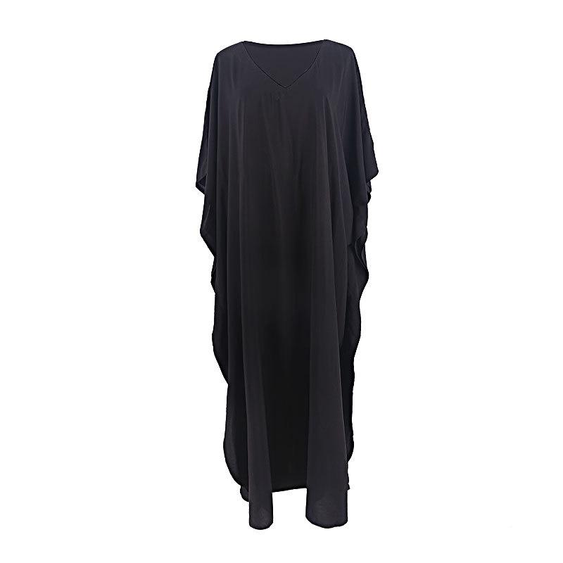 European & American Cotton Long Robe Beach Cover-Up: Solid Color Swimwear Sun Protection Dress