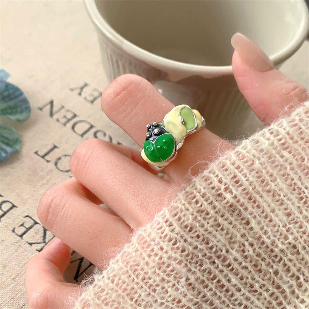 Jewelry Accessories Insect Drip Oil Ring Geometric Enamel Flower Ring Retro Painting Ring  Couple